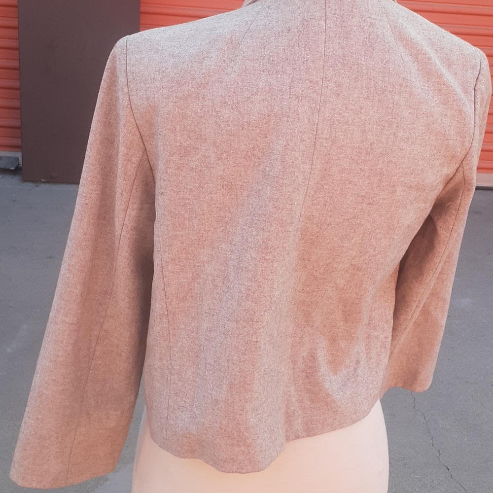 MERONA Tan Wool Blend Blazer Nude beige size M Crop Coat - Picture 4 of 8